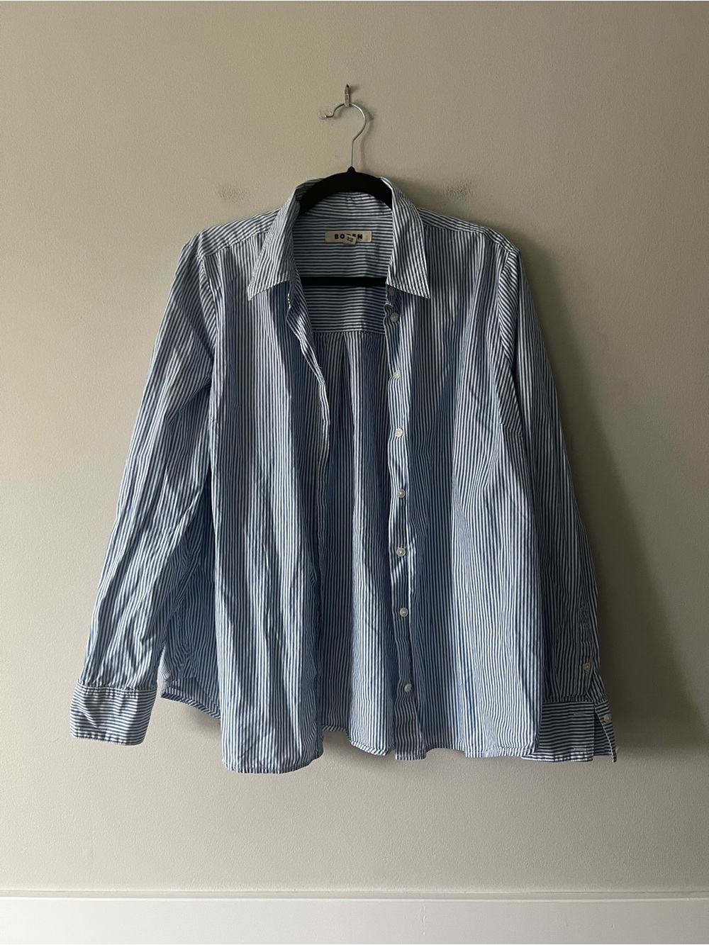 Boden Blue White Striped Button Down Shirt Women’s US 14R Cotton